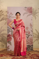 Handwoven Pink Banarasi Katan Silk Saree