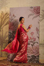 Handwoven Pink Banarasi Katan Silk Saree