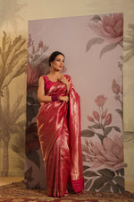 Handwoven Pink Banarasi Katan Silk Saree