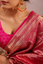 Handwoven Pink Banarasi Katan Silk Saree