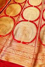 Handwoven Red Banarasi Pure Katan Silk Lehenga Kali