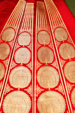 Handwoven Red Banarasi Pure Katan Silk Lehenga Kali