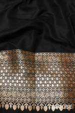 Riwayat | Handwoven Black Banarasi Katan Silk Saree