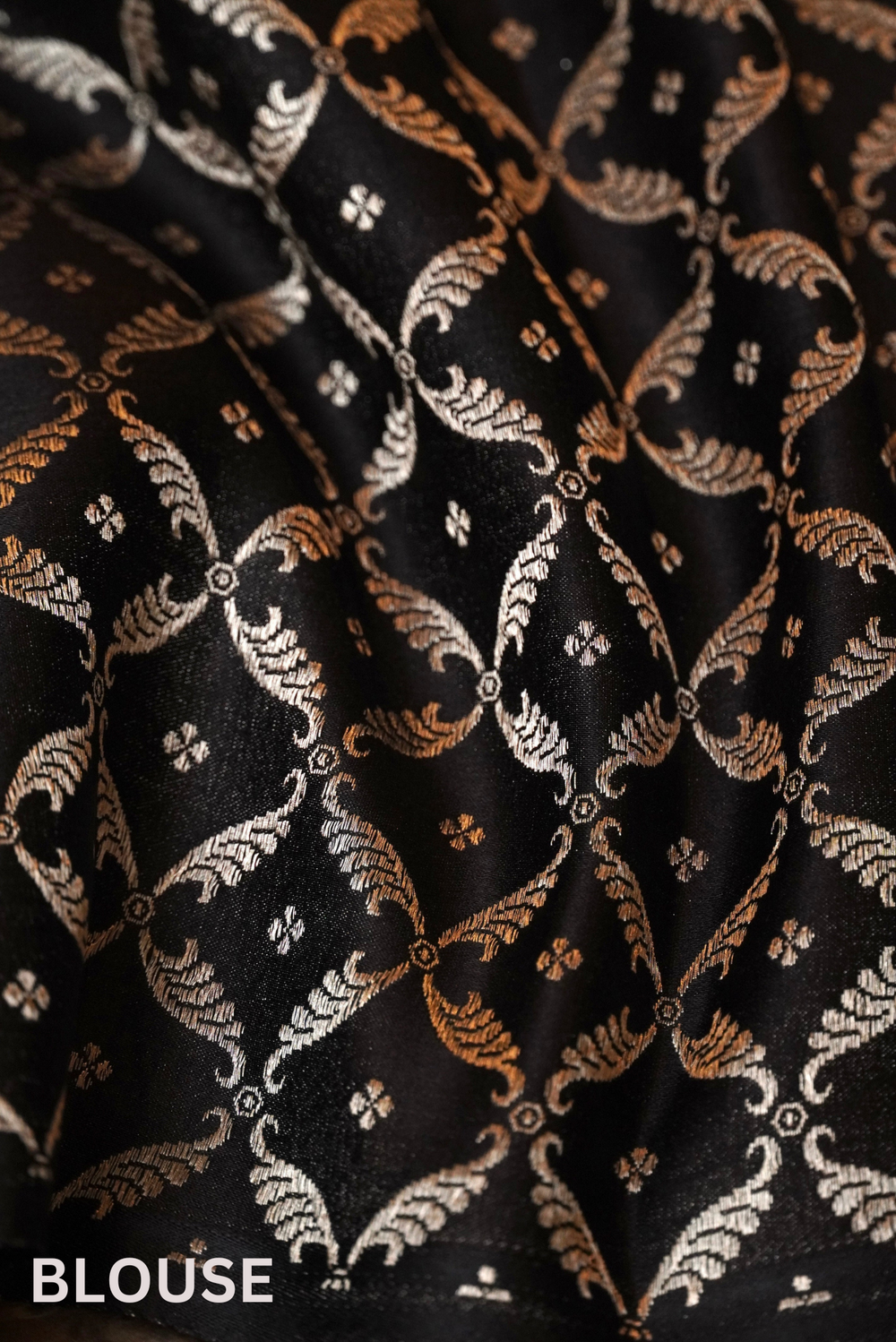 Raas | Handwoven Rose Gold Banarasi Tissue Silk Saree