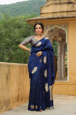 Nandi | Handwoven Blue Banarasi Katan Soft Silk Saree