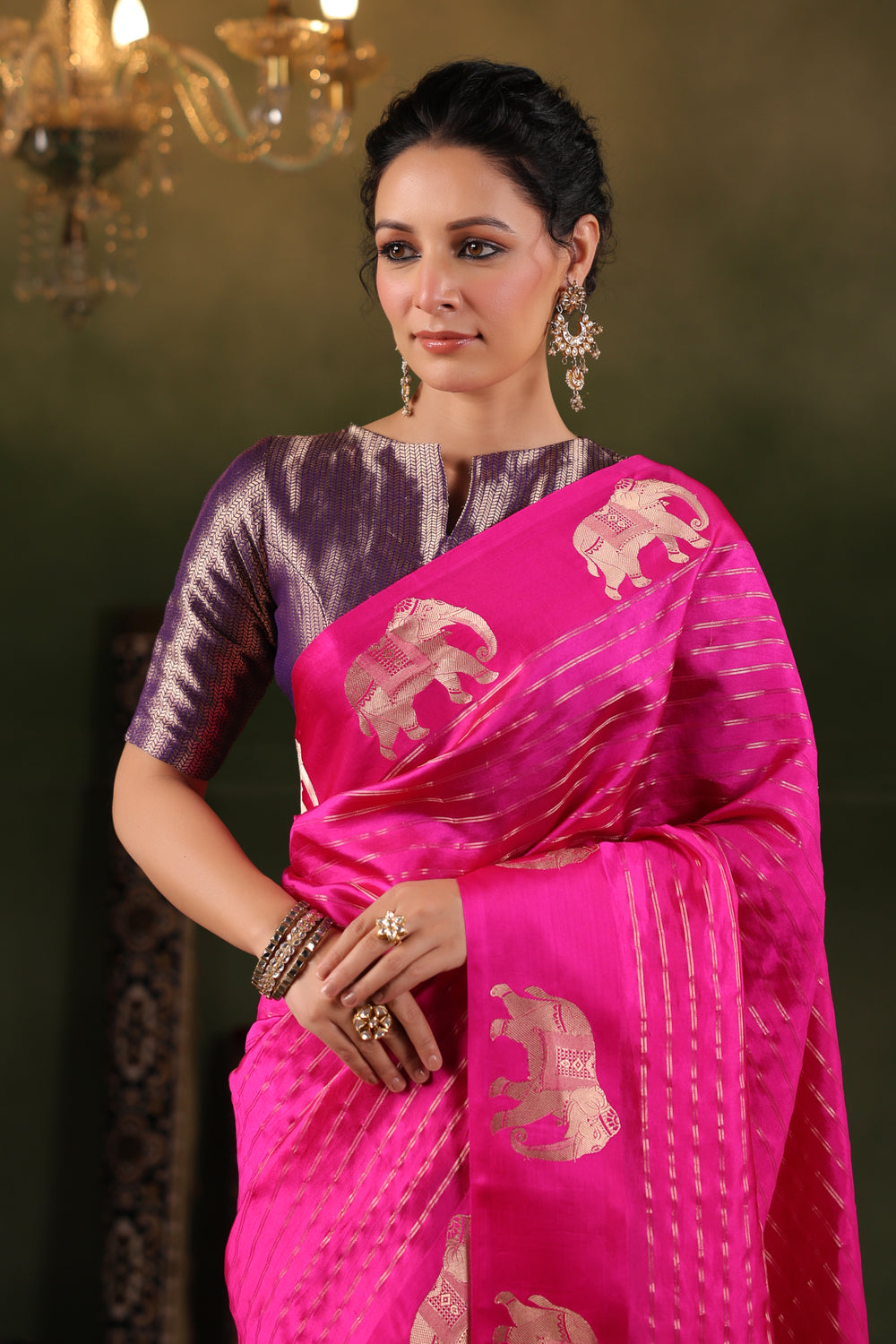Gajj | Handwoven Pink Banarasi Katan Soft Silk Saree