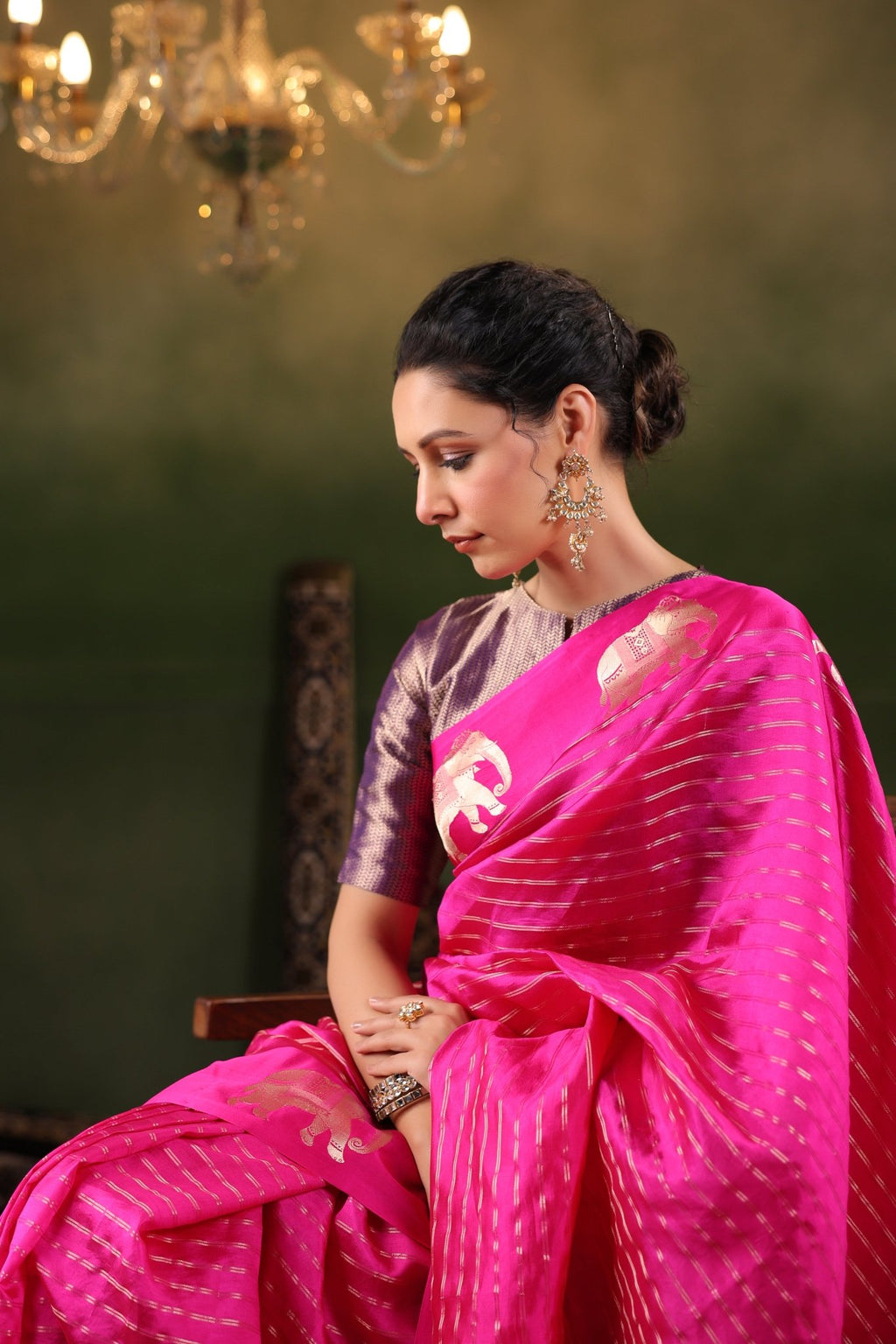Gajj | Handwoven Pink Banarasi Katan Soft Silk Saree