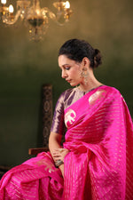 Gajj | Handwoven Pink Banarasi Katan Soft Silk Saree