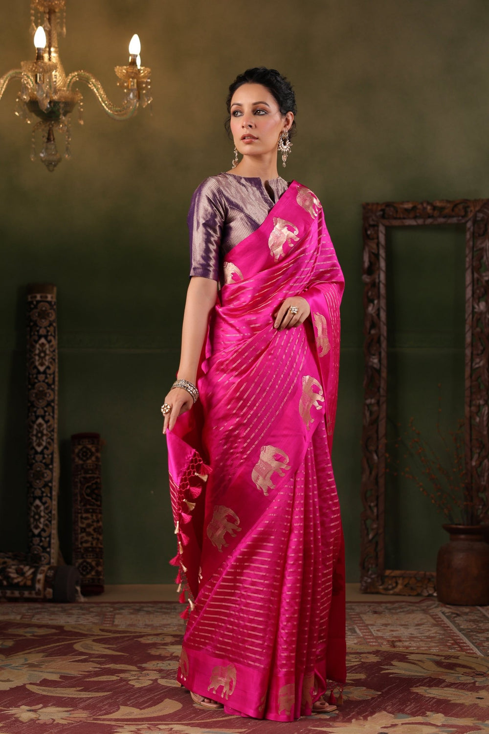 Gajj | Handwoven Pink Banarasi Katan Soft Silk Saree