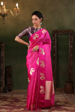 Gajj | Handwoven Pink Banarasi Katan Soft Silk Saree