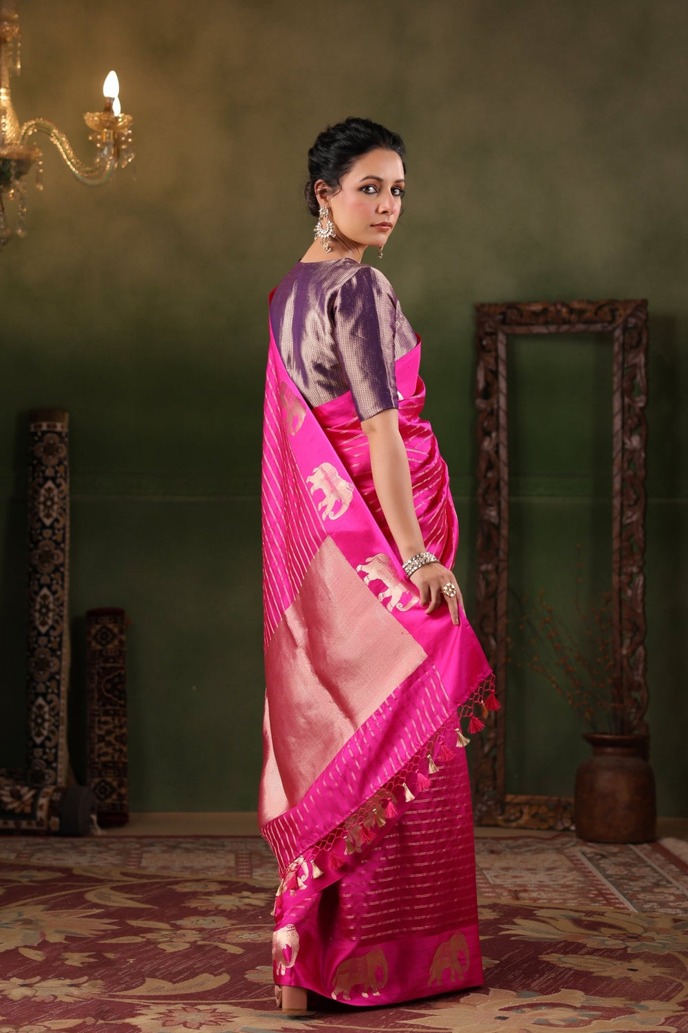 Gajj | Handwoven Pink Banarasi Katan Soft Silk Saree