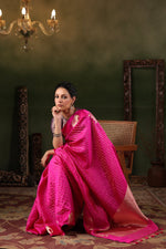 Gajj | Handwoven Pink Banarasi Katan Soft Silk Saree