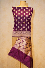Handwoven Wine  Banarasi Katan Silk Dupatta