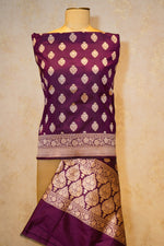 Handwoven Wine  Banarasi Katan Silk Dupatta