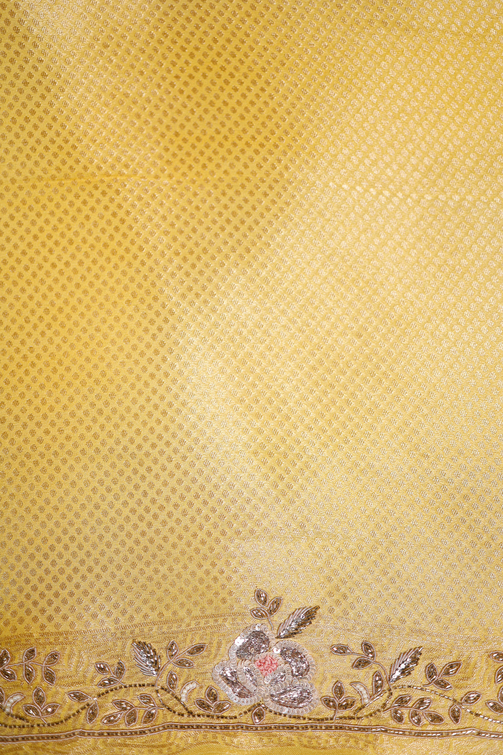 Designer Lemon Yellow Tissue Silk Saree