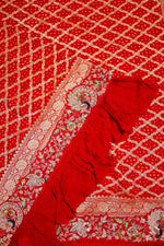 Designer Red Khaddi Silk Saree