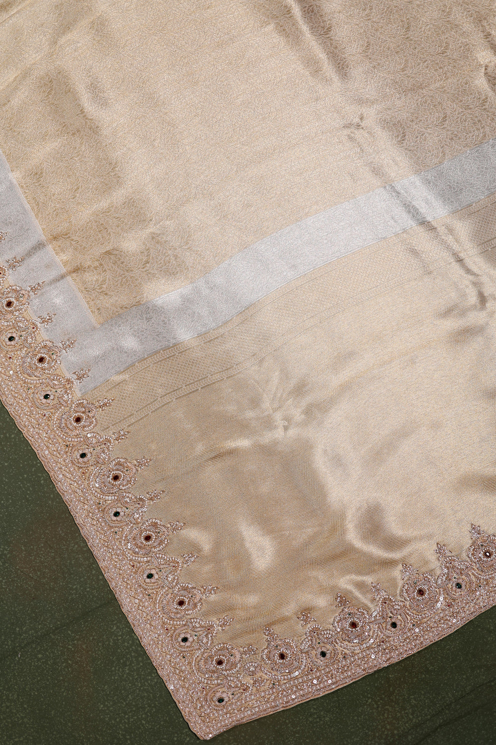 Designer Silver & Gold Tissue Silk Saree