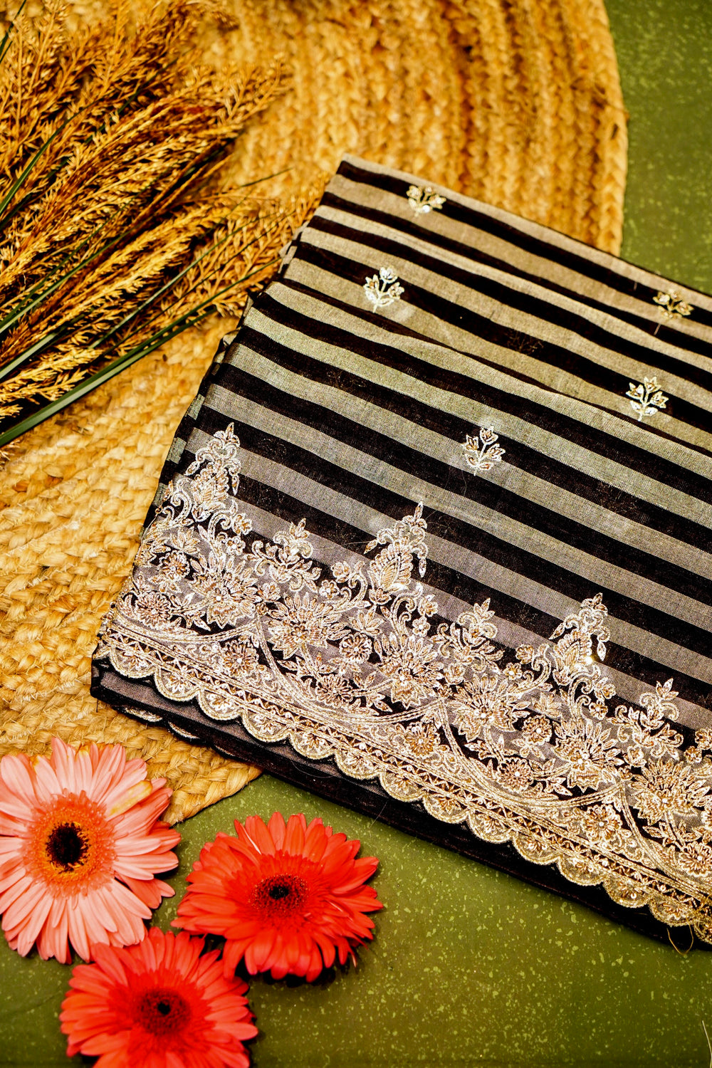 Designer Black Tissue Silk Saree