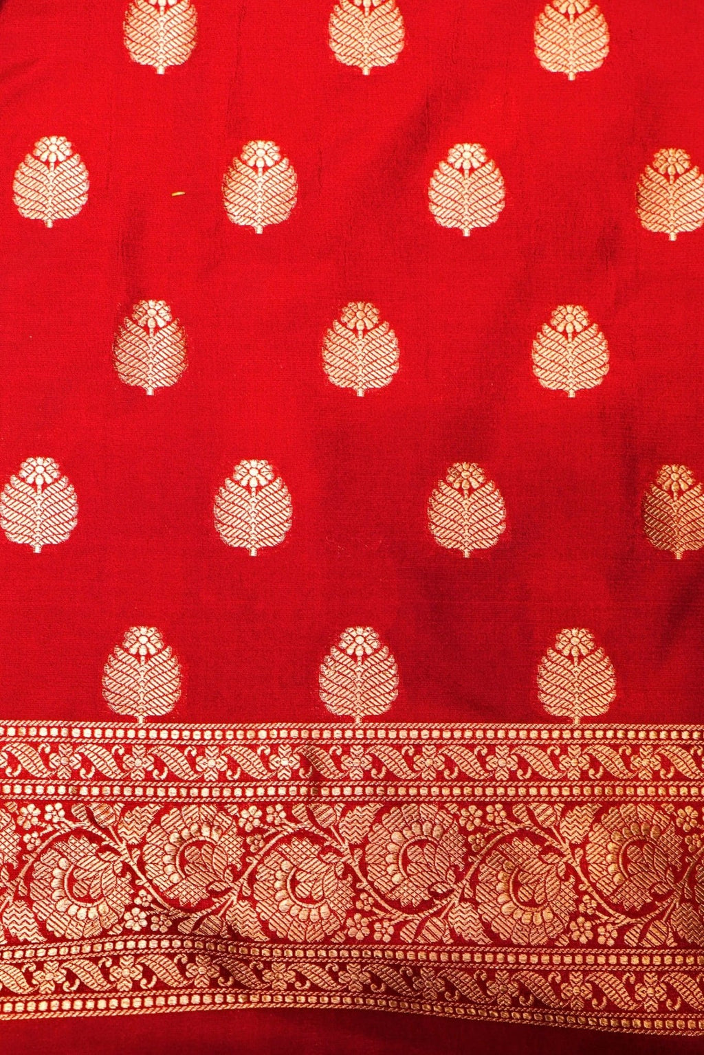 Handwoven Red Banarasi Katan Silk Suit