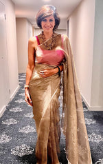 Handwoven Golden Banarasi Tissue Silk Saree