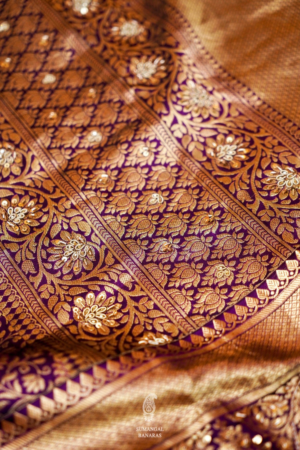Handwoven Purple Banarasi Katan Silk Saree