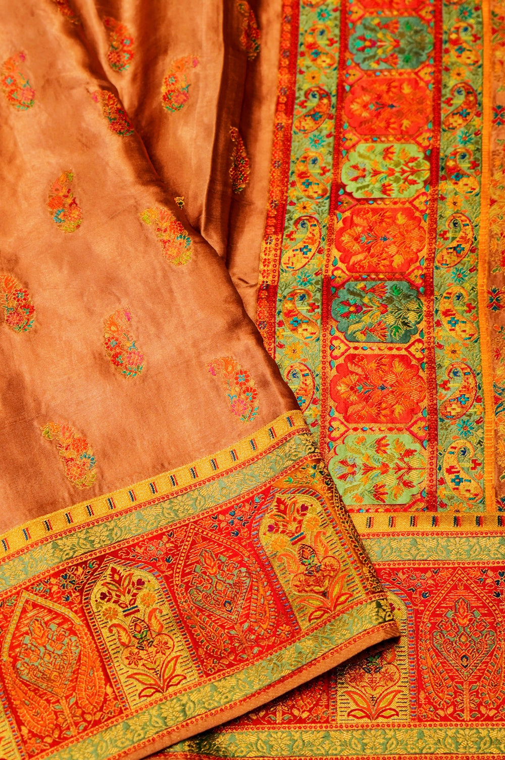 Banarasi Copper Brown Blended Mashroom Silk Saree