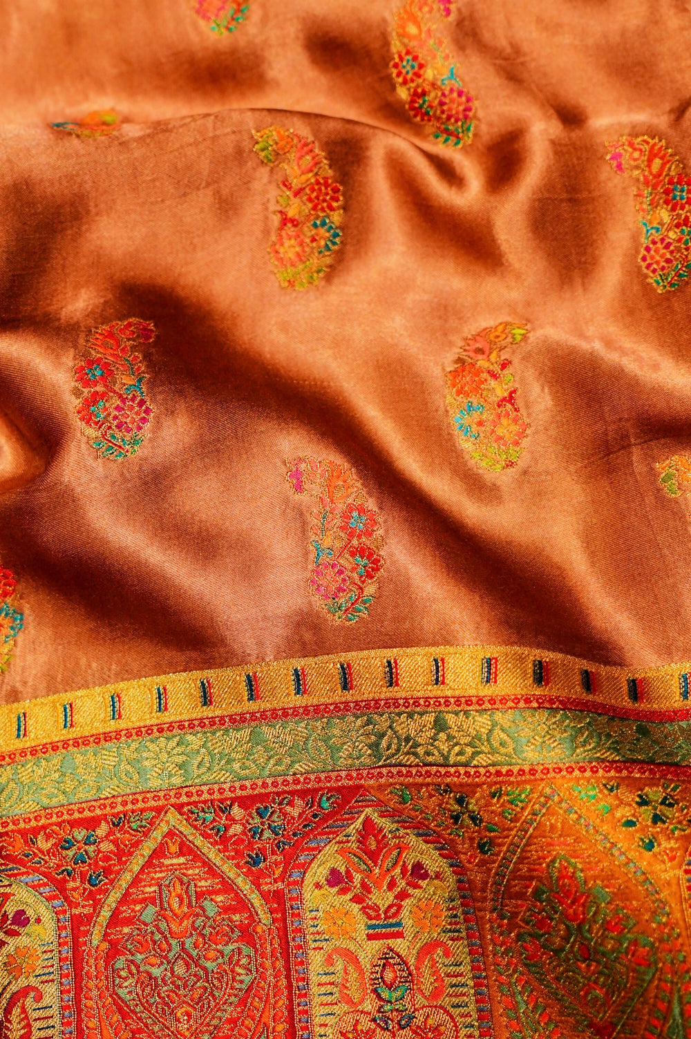 Banarasi Copper Brown Blended Mashroom Silk Saree