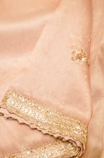 Handwoven Rose Gold Designer Organza Saree