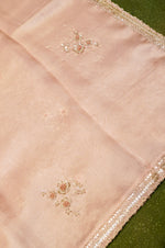 Handwoven Rose Gold Designer Organza Saree