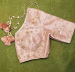 Handwoven Rose Gold Designer Organza Saree