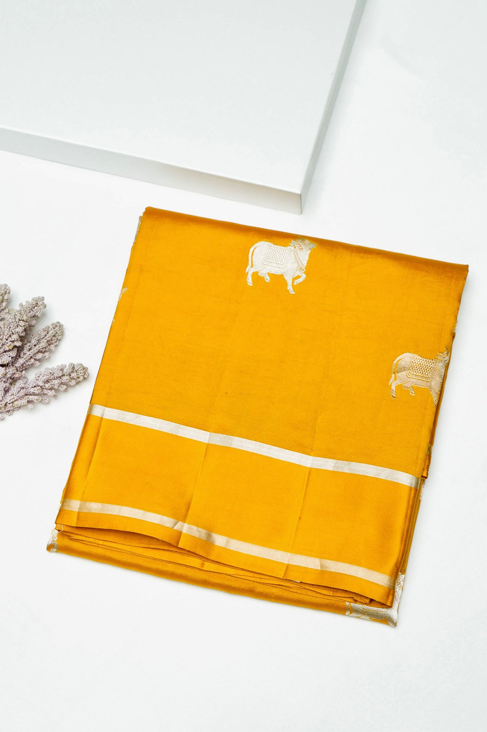 Handwoven Yellow Banarasi Katan Soft Silk Saree