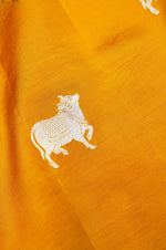 Handwoven Yellow Banarasi Katan Soft Silk Saree