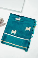 Handwoven Rama Green Banarasi Katan Soft Silk Saree