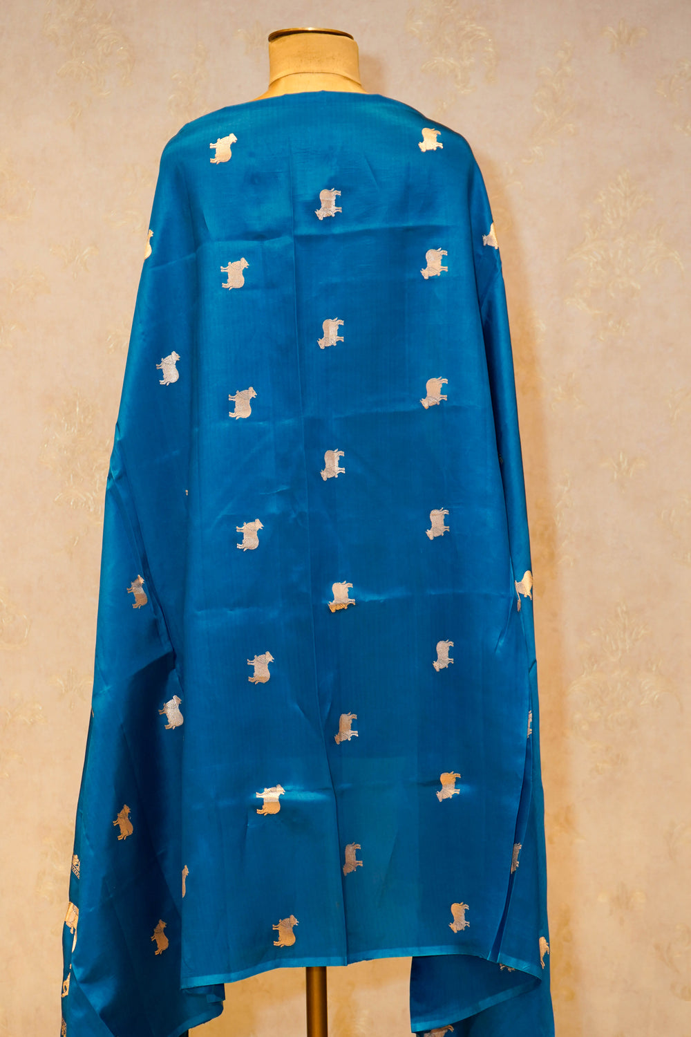 Handwoven Teal Blue Banarasi Katan Silk Dupatta