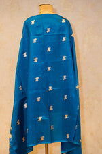 Handwoven Teal Blue Banarasi Katan Silk Dupatta
