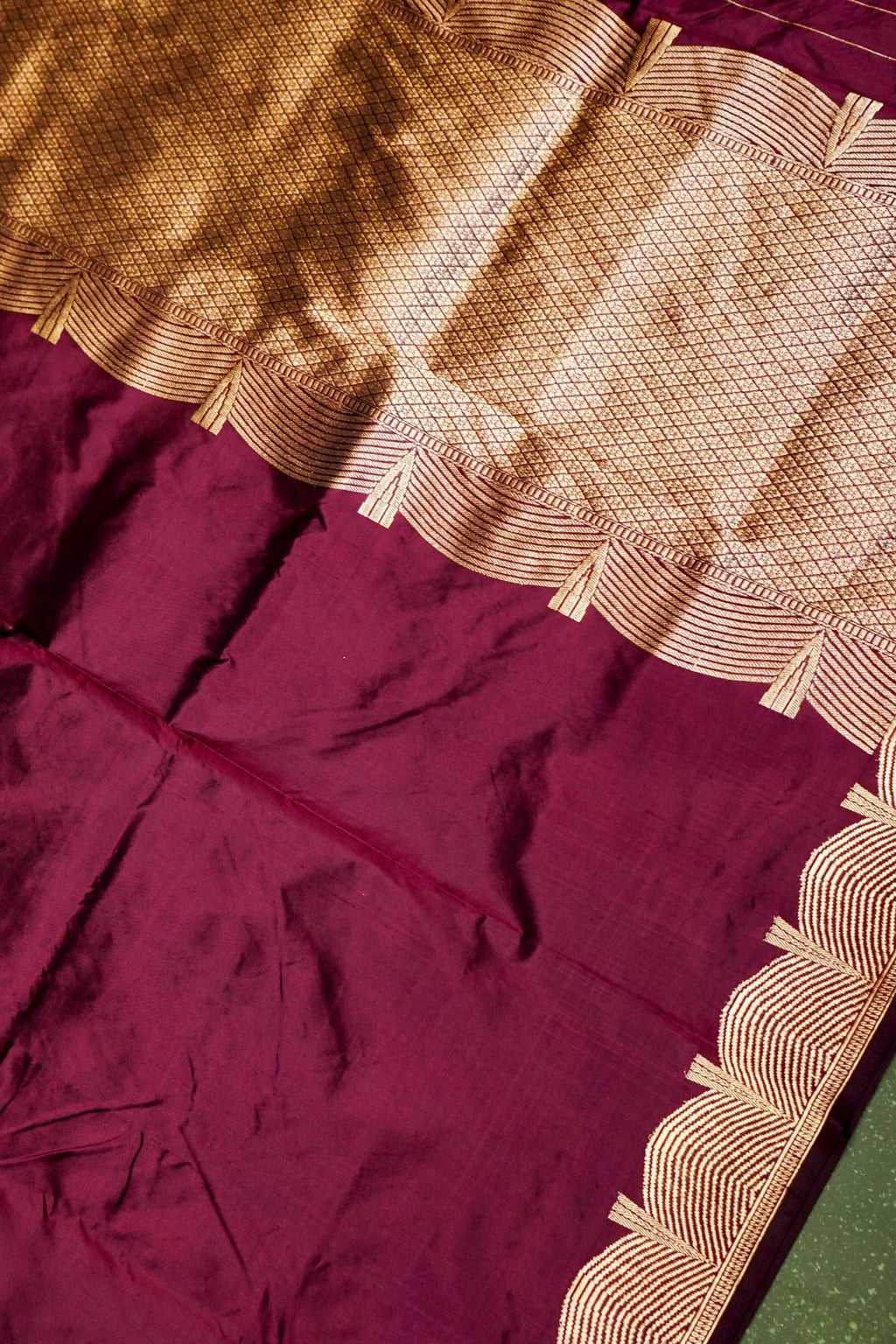 Handwoven Wine Banarasi Katan Silk Saree
