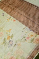 Handwoven Pastel Green Banarasi Blended Muslin Silk Saree