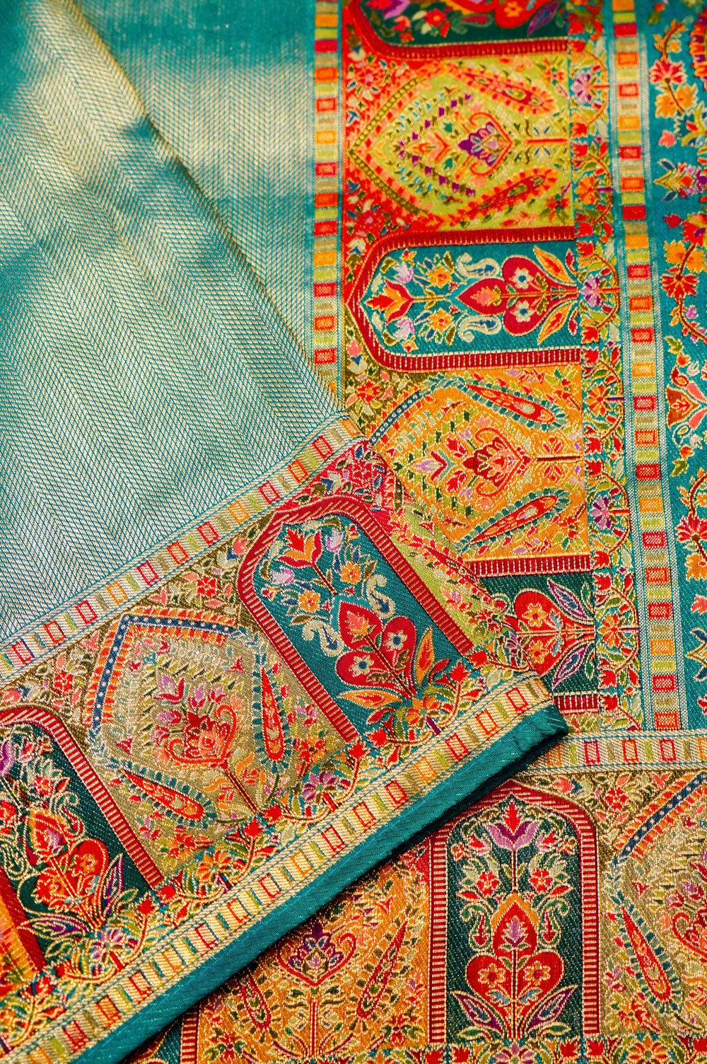 Banarasi Sea Green Blended Moonga Silk Saree