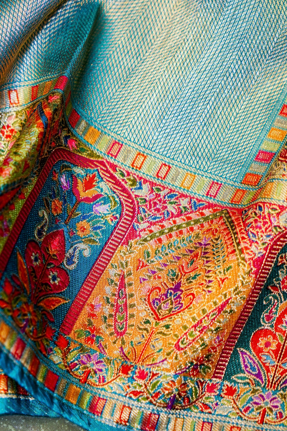 Banarasi Sea Green Blended Moonga Silk Saree