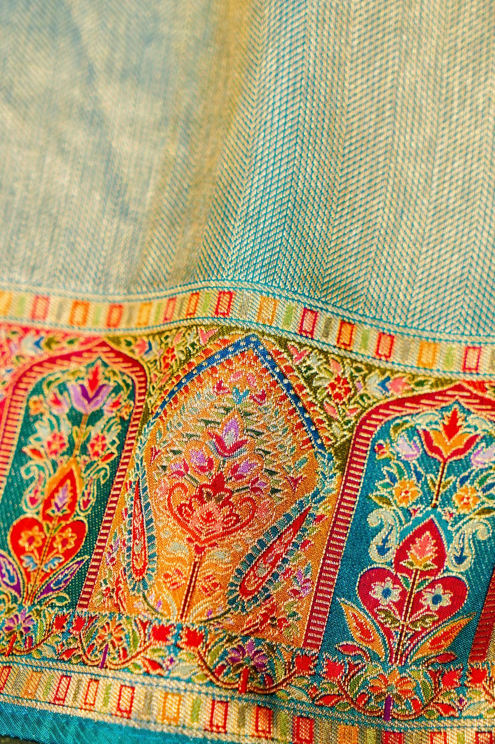 Banarasi Sea Green Blended Moonga Silk Saree