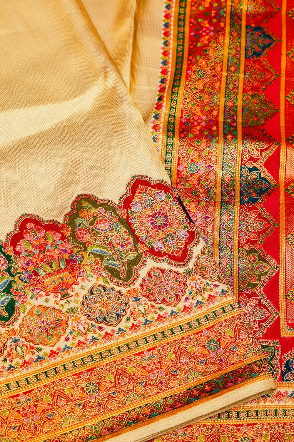 Banarasi Beige Blended Moonga Silk Saree
