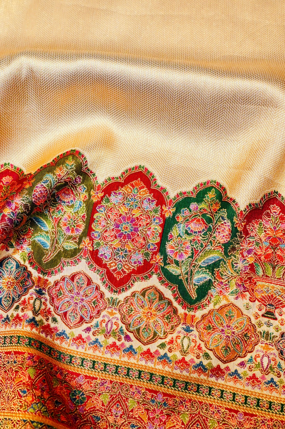 Banarasi Beige Blended Moonga Silk Saree