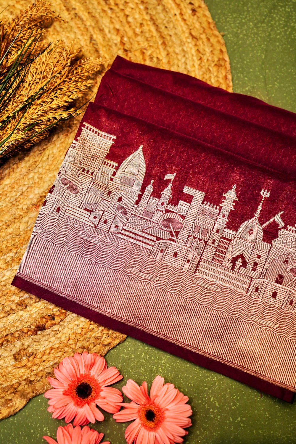 Banarasi Maroon Blended Katan Silk Saree