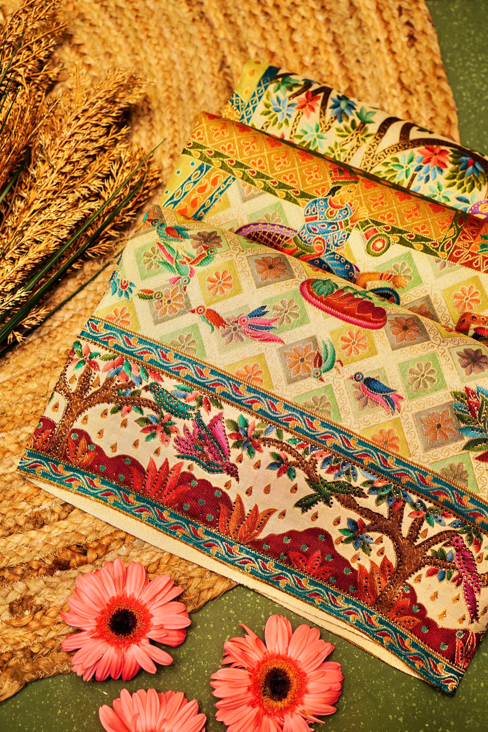 Banarasi Cream Blended Moonga Silk Saree