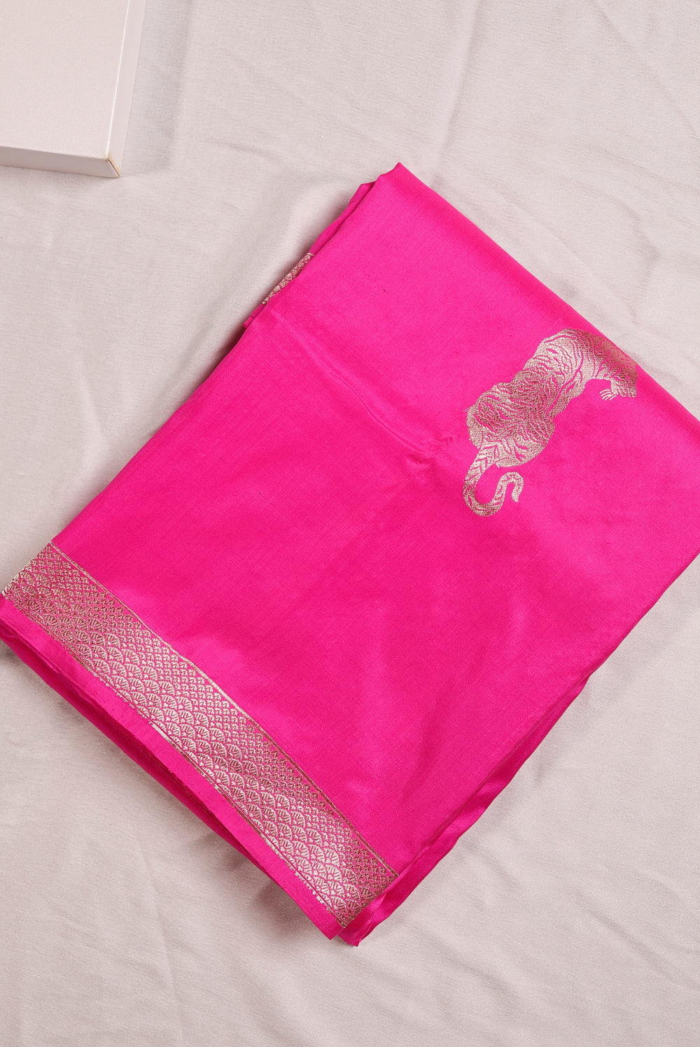 Vantara | Handwoven Rani Pink Banarasi Katan Silk Saree