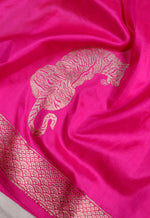 Vantara | Handwoven Rani Pink Banarasi Katan Silk Saree