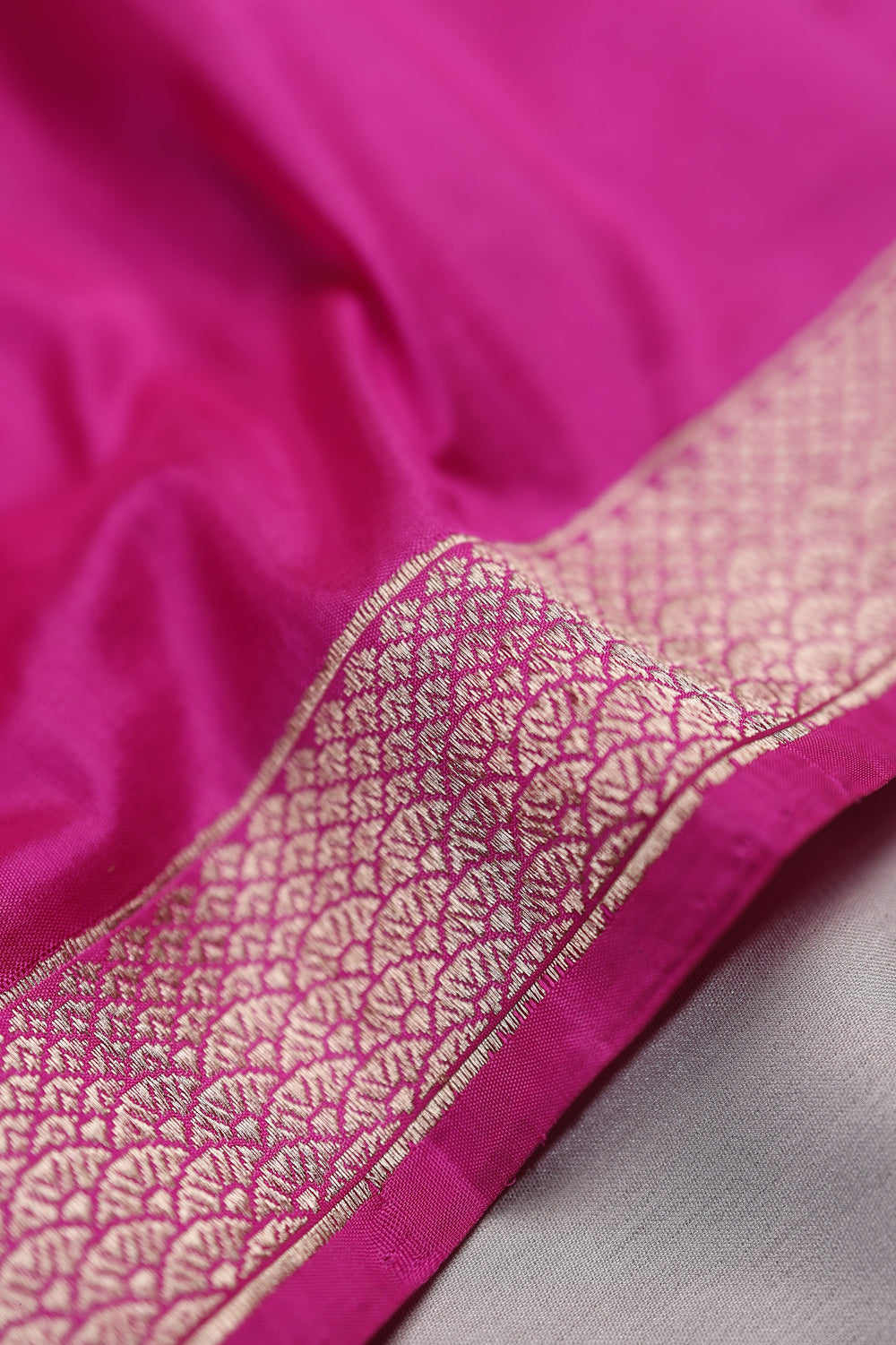 Vantara | Handwoven Rani Pink Banarasi Katan Silk Saree
