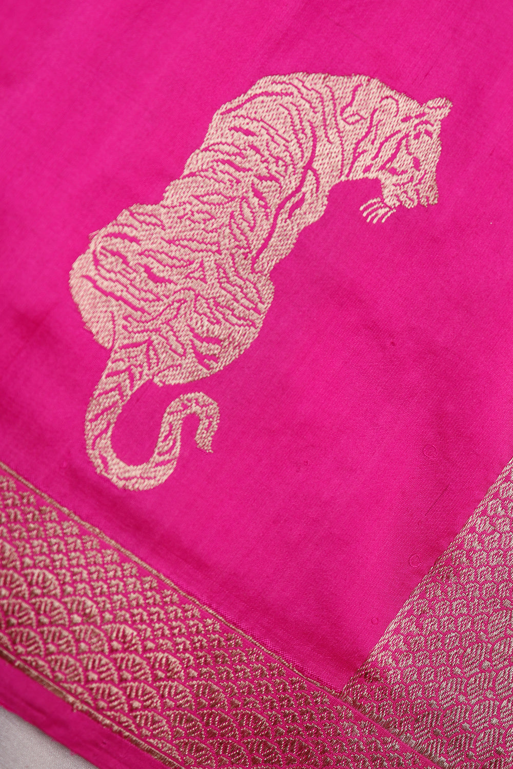 Vantara | Handwoven Rani Pink Banarasi Katan Silk Saree