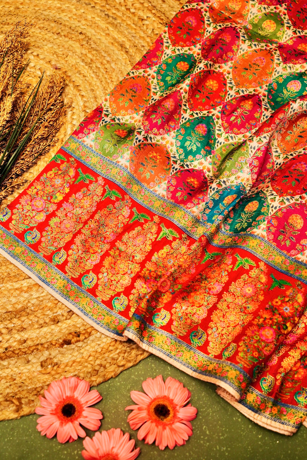 Banarasi Multi Color Blended Moonga Silk Saree