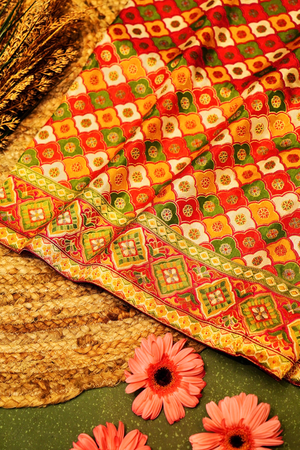 Banarasi Multi Color Blended Moonga Silk Saree